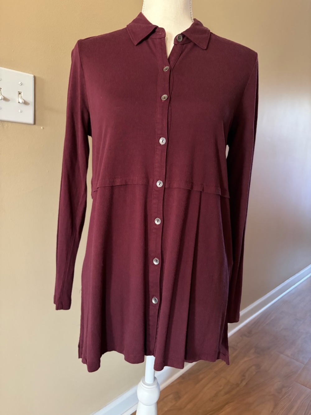 J. Jill Button-Down Tunic Shirt in Deep Wine